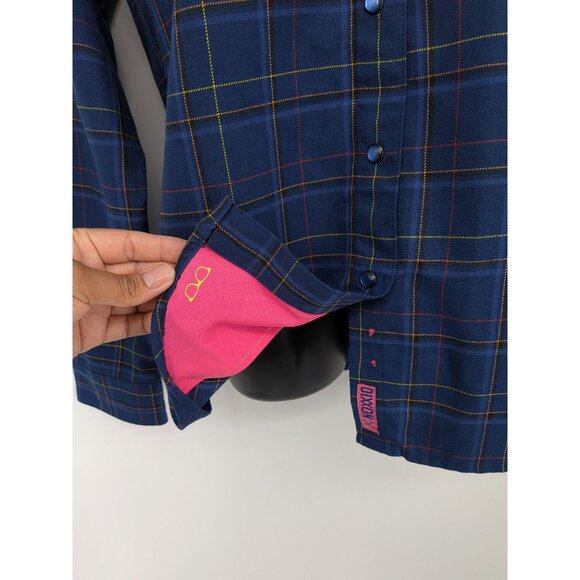 Dixxon Flannel Pearl Snap Shirt Women Size XL Windopane Plaid Workwear Skate 90s - Picture 3 of 10